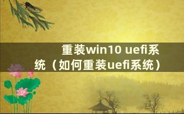 重装win10 uefi系统（如何重装uefi系统）